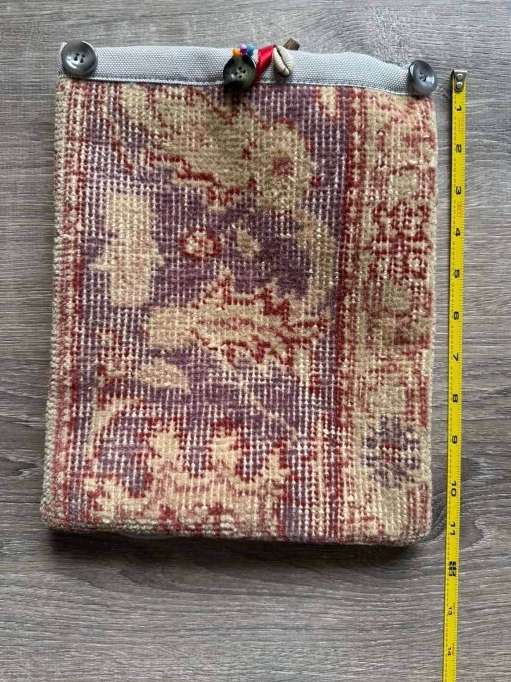 Boho Handwoven Tapestry Crossbody Bag in Muted Red and Cream Button Closure NWOT - Picture 9 of 9